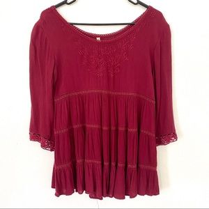 Japna Embroidered Top | Burgundy | Size S
